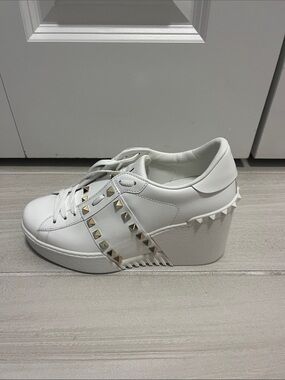 Valentino Garavani White Studded Wedge Sneaker